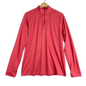 MAMMUT Sportswear Women's Pullover Size XL‎ 1/4 Zip Mock neck Pink Long Sleeve
